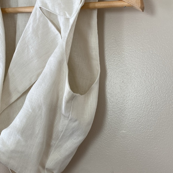 Faithfull the Brand Fernanda 100% Linen Top Tie Front Cropped Plain Egg White S - Picture 6 of 12